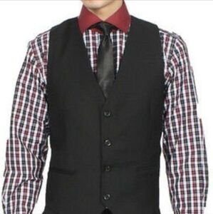 Alfani Black Formal Vest Slim Fit V-Neck